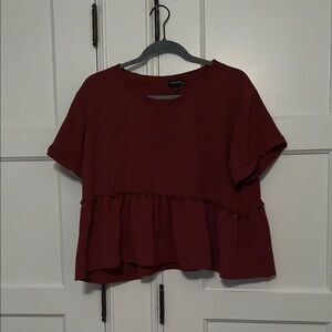 Dry Goods Burgundy Ruffle Blouse